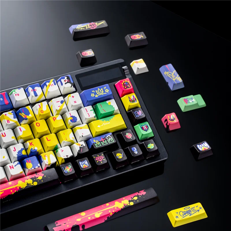 Imagem -06 - Pbt Cherry Perfil Keycaps 141 Teclas Teclas para 61 64 61 68 75 84 87 96 90 104 108 Teclado Mecânico Graffiti Novo