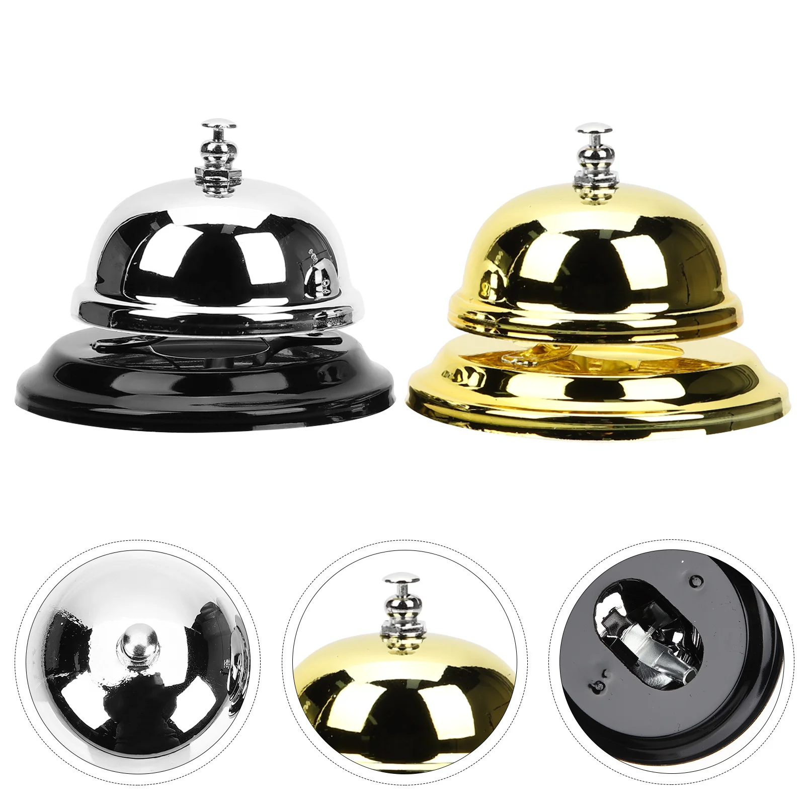 

2Pcs Desk Call Bell Metal Service Bell for Restaurant Hotel Bar Dinner Table Reception Game Prop Dinner Bells for Inside