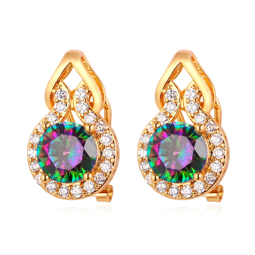 

ChainsPro Big Stone Earrings For Women Gold/Silver Color AAA Cubic Zirconia Wedding/Bridal Stud Earrings Fashion Jewelry E115