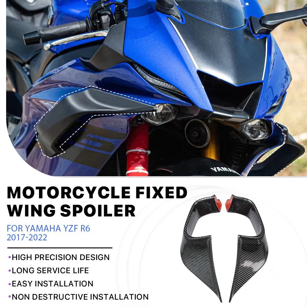 

Motorcycle R6 Fixed wing Aerodynamic Winglet spoiler Carbon Fiber Color For Yamaha YZF R6 Accessories 2017 2018 2019-2022