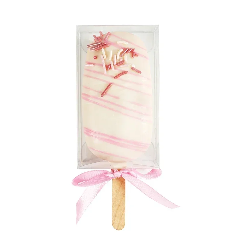 10pcs Transparent Ice Cream Plastic Box Mousse Cake Dessert Packaging Boxes Disposable Popsicle Tray Box Baby Shower Party Favor
