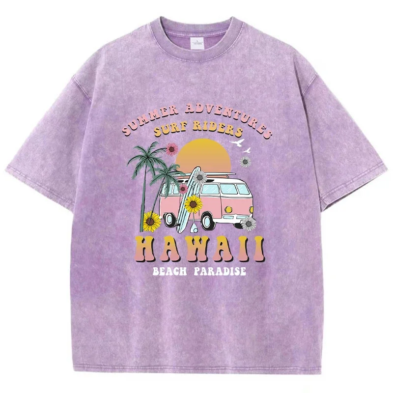Unisex-Kurzarm-T-Shirt für den Sommer, lässig, gewaschen, kurzärmelig, reine Baumwolle