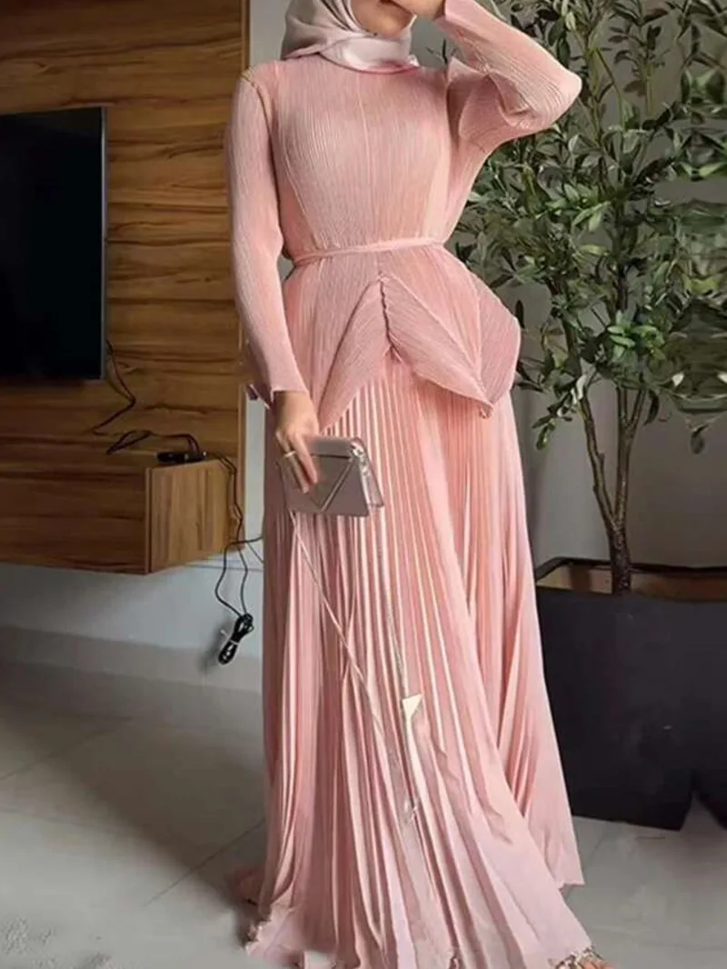 

Quality Fashion High Pleated Two Pieces Set For Women 2025 New Irregular Hem Tops And Elastic Waist A-line Skirt 2GUIF
