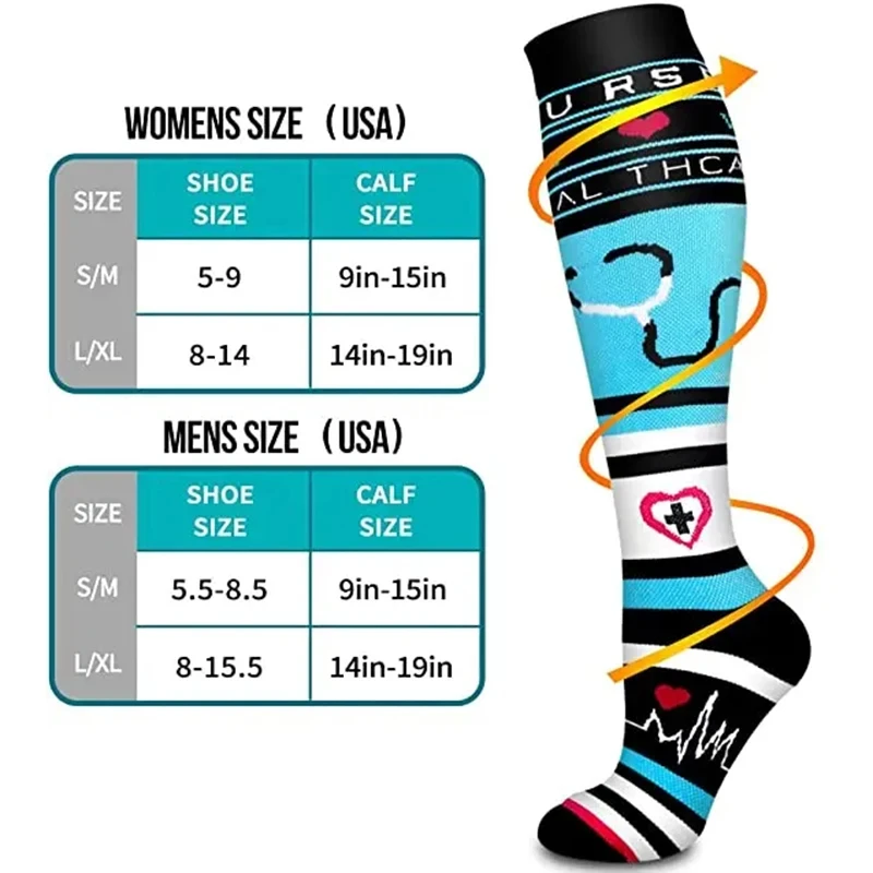 Compression Socks Varicose Veins Pregnancy Edema Knee High Elastic Socks Gym Outdoor Sports Running Fitness Travel Cycling Socks