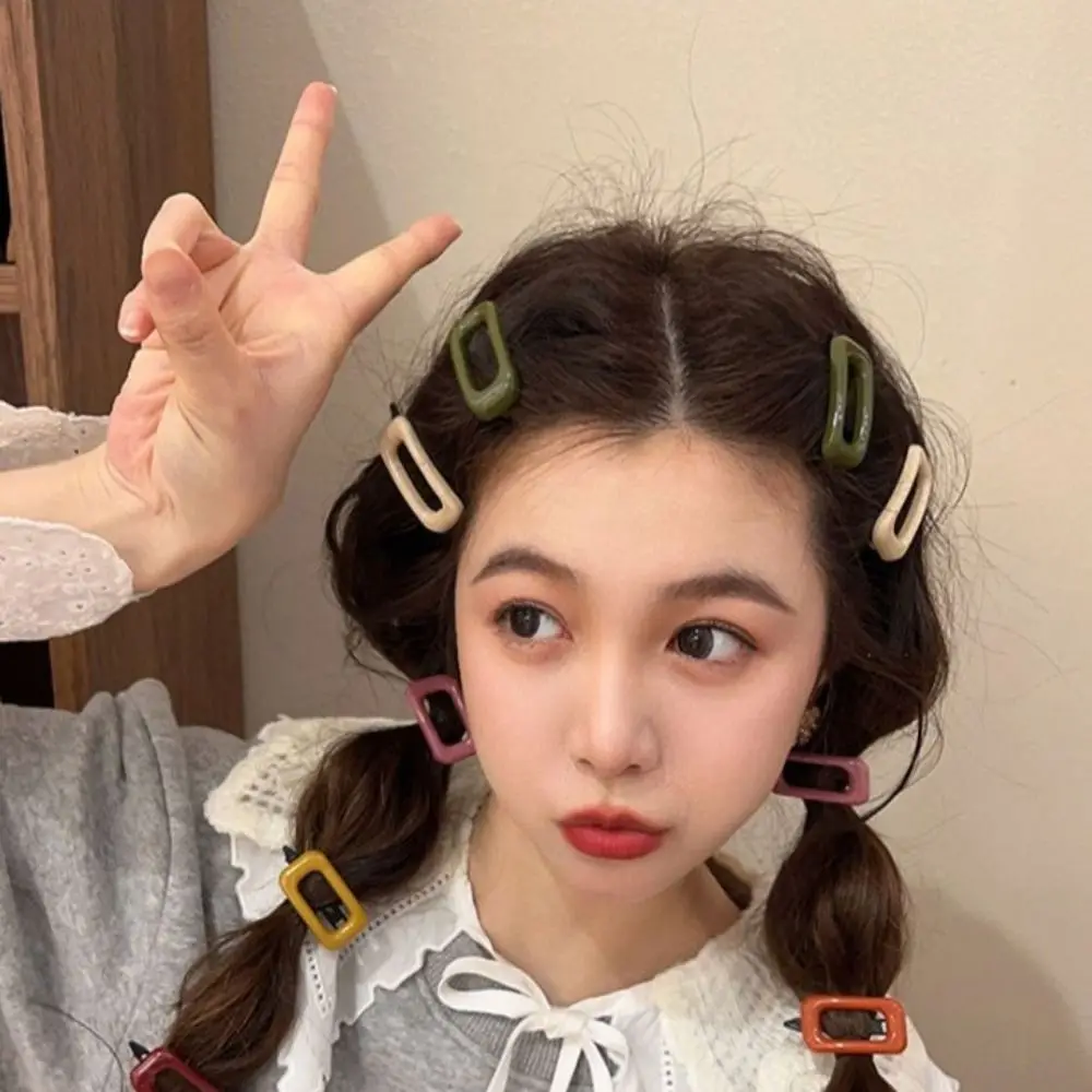 1 쌍 새로운 한국 스타일 헤어 클립 모든 일치 사각형 어린이 헤어 그립 경량 Morandi 컬러 바레트