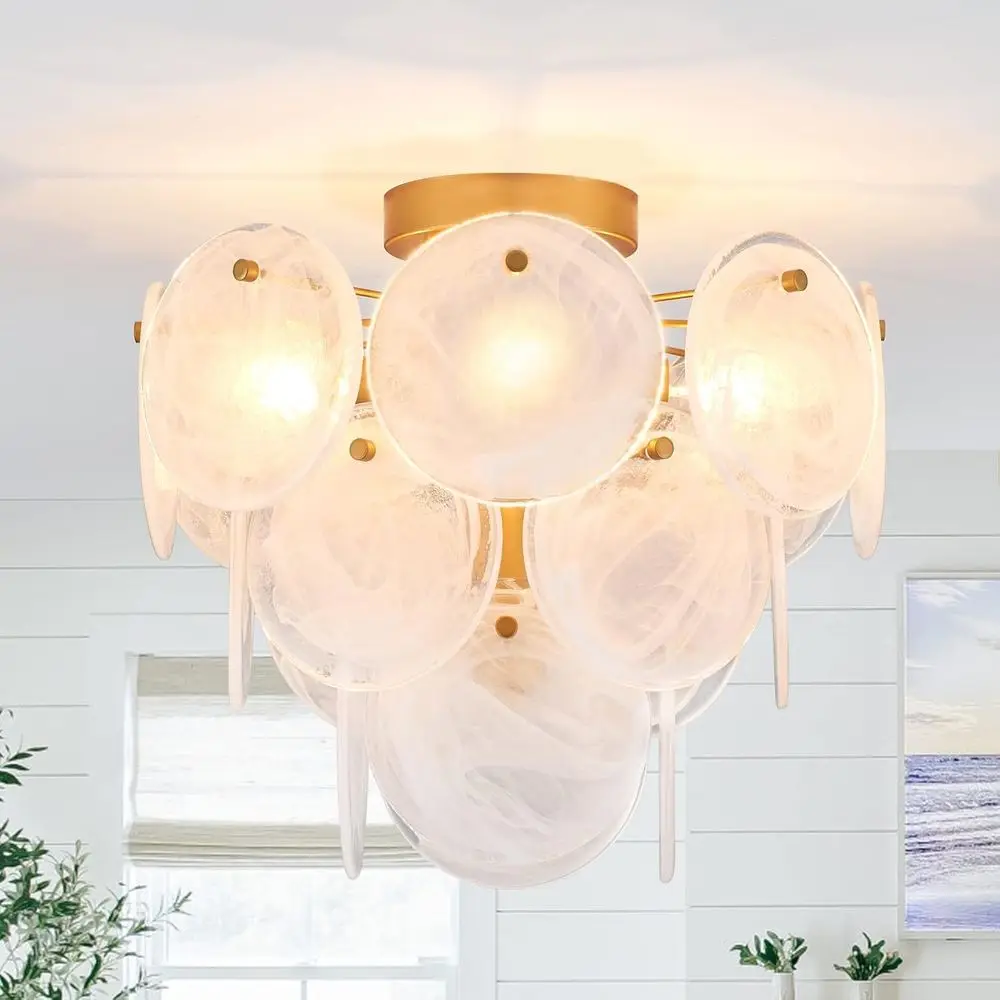 

Vintage 4-Light Gold Ceiling Fixture for Hallway, Bedroom, Entryway, Kitchen, Laundry, and Bathroom