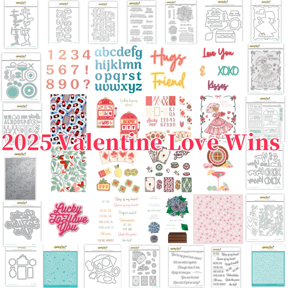 Valentine Hearts Love Queen Jackpot Lucky Cutting Dies Clear Stamp Stencil Hot Foil DIY 2025 Holiday Decorating Scrapbook Card