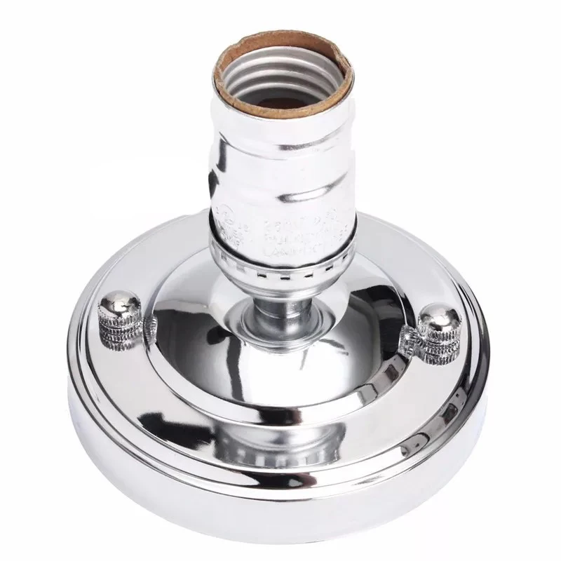 E26/E27 Vintage Industrial Ceiling/Wall Light Base Holder – Pendant Bulb Screw Socket, Silver, Heat-Resistant Metal, DIY Lighting Fixture