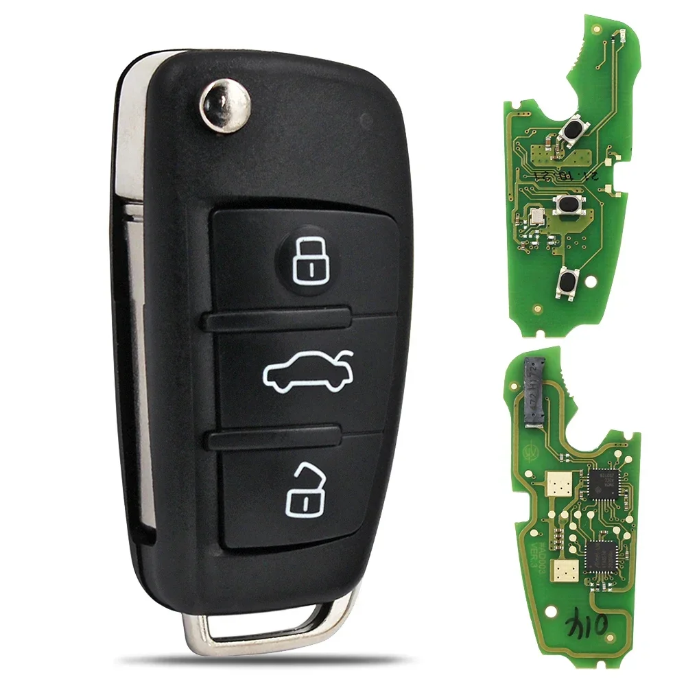 3B Flip Remote Key Fob FSK 315MHz/ 434MHz/ 868MHz 8E Chip for Audi A6 S6 Q7 2004-2015 IYZ 3314 4F0837220R 4F0837220M 4F0837220T