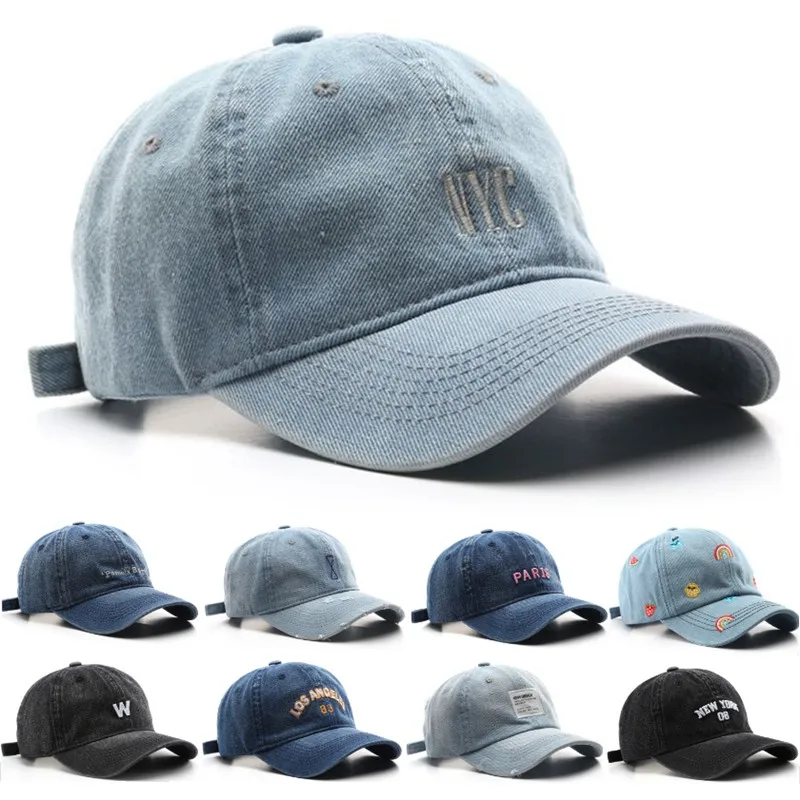 Vintage Washed denim baseball cap Ripped distressed hat for men Women solid cotton sports hip hop snapback ats gorros