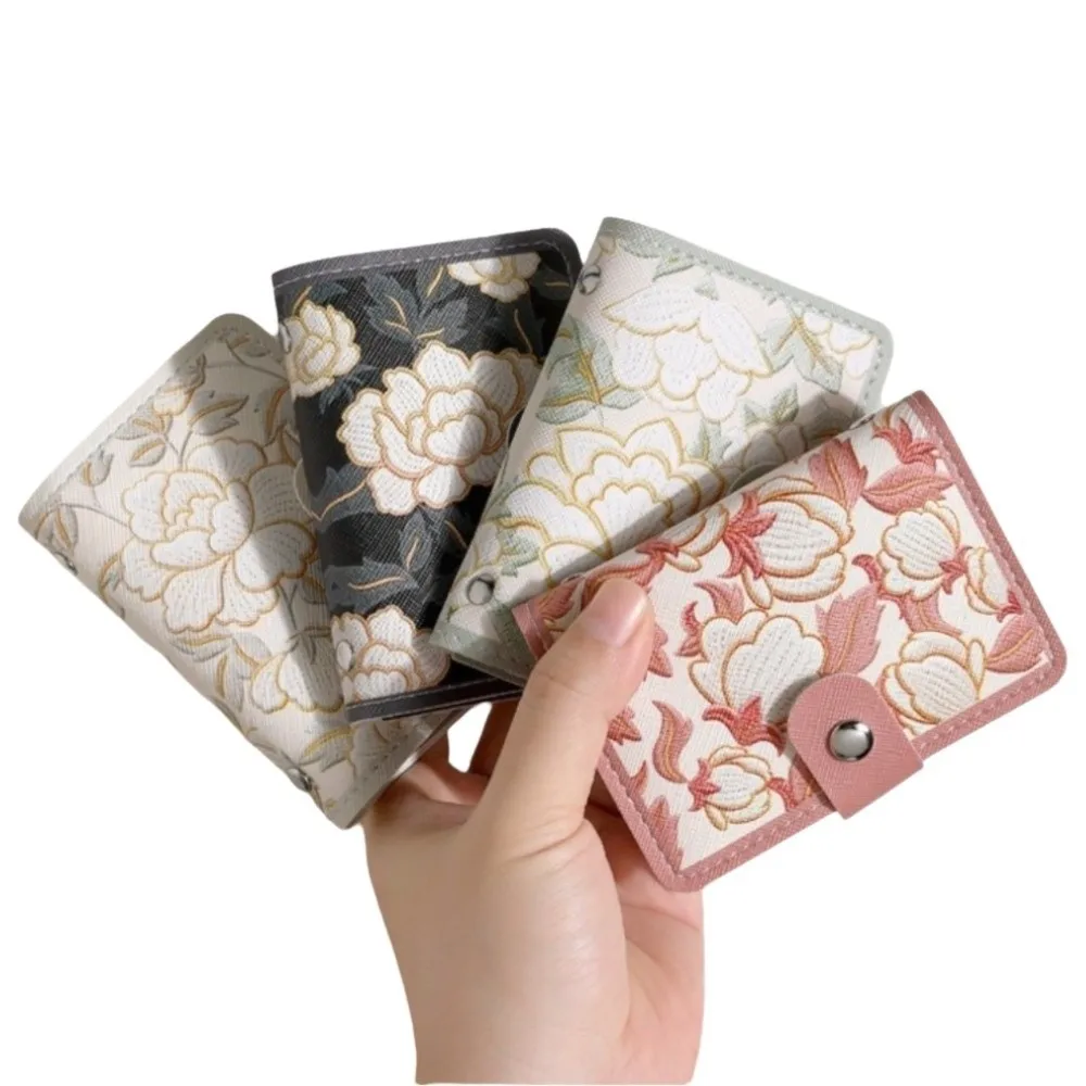 Large Capacity Card Holder Multiple Card Slots 20 Card Slots Driver License Holder Floral Print PU Leather Credit Card Holder