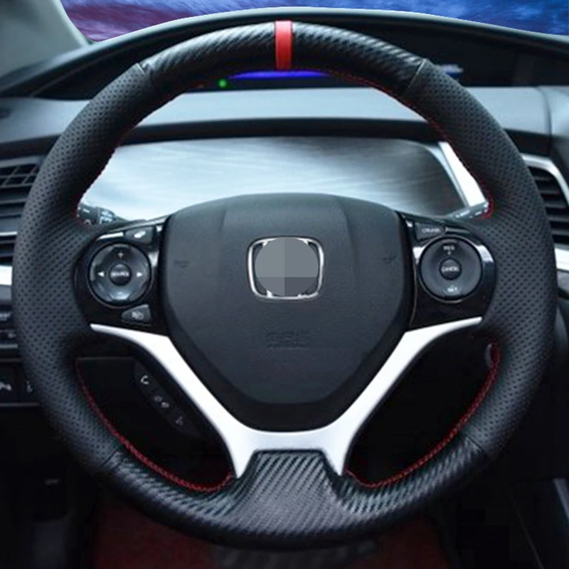 Customize DIY Genuine Leather Car Accessories Steering Wheel Cover For Honda Civic Civic 9 2012 2013 2014 2015 Car Interior