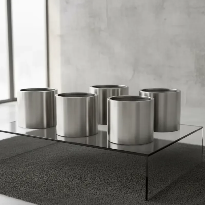 for 30x30cm Cylindrical Stainless Steel Planter Outdoor Street Commercial Partition Flower Pot Round Garden Flower Box