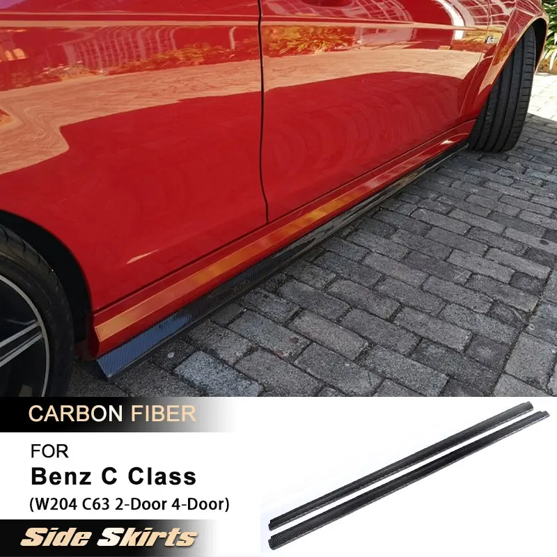 

Car Side Skirts Extensions for Mercedes-Benz C Class W204 C63 2008-2014 Side Door Bumper Apron Lip Body Kits Carbon Fiber