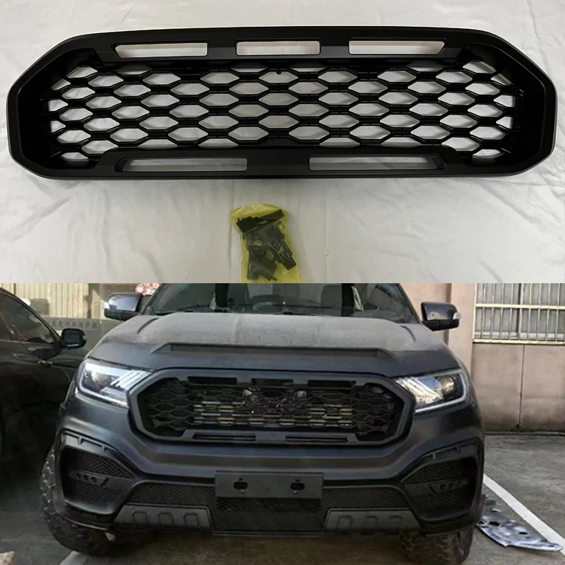 Raptor Style Honeycomb Front Grills For Ranger Lariat Limited T8 XL XLT MK2 2018 2019 2020 2021 Racing Grille Bumper Mesh