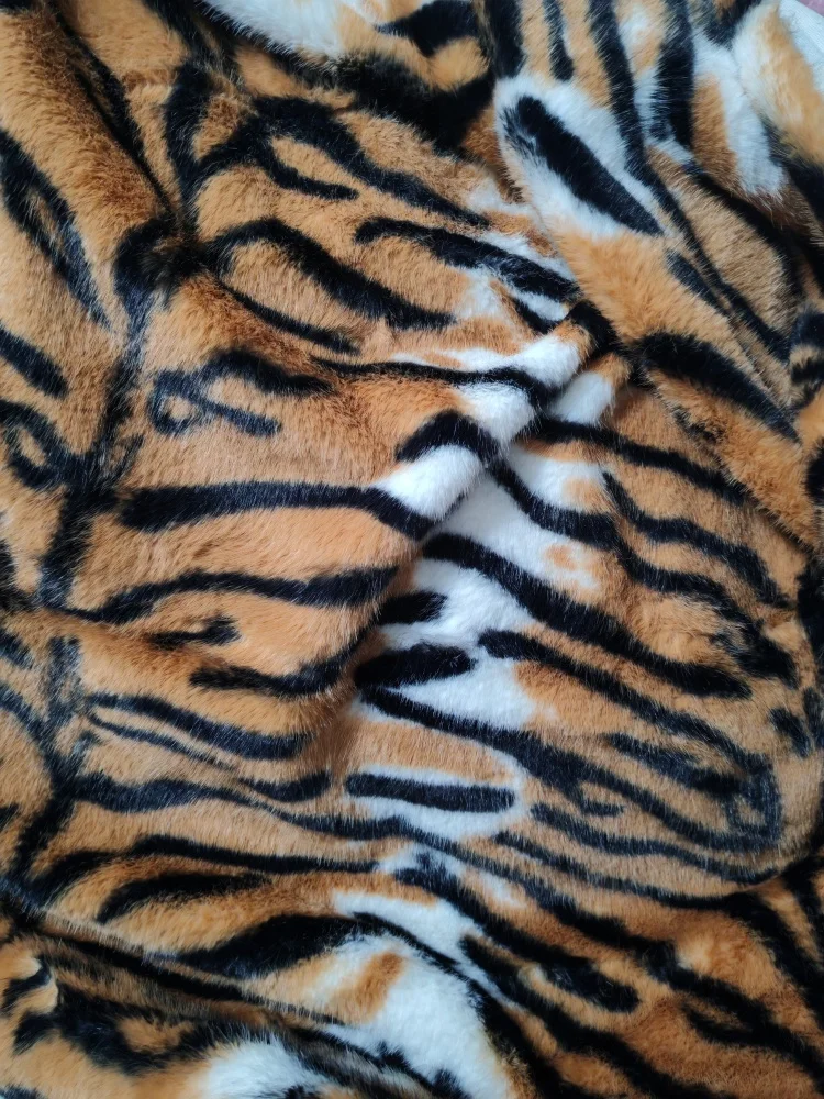 Leopard Tiger Pattern Short Plush Fabric for Artificial Fur Performance Clothing Background Cloth Handmade DIY Sewing Cloth