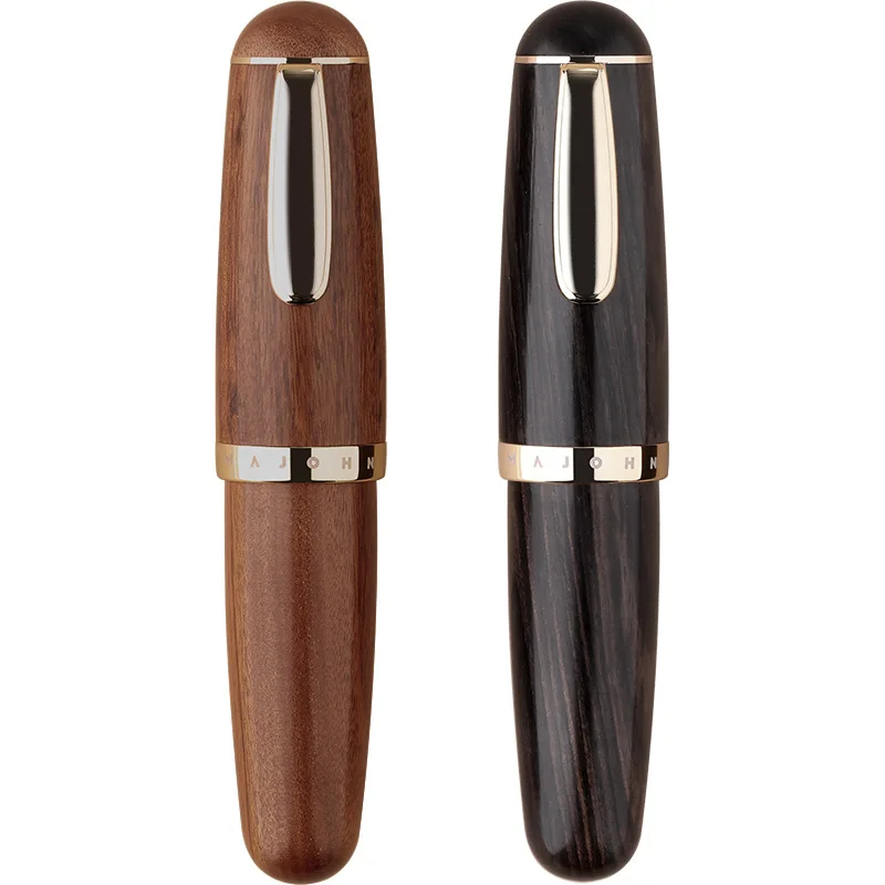 MAJOHN Fountain Pen Q1 Wooden Mini Brown Black Portable Ink Iridium EF F Nib Palm Short Office Writing Gift Stationery