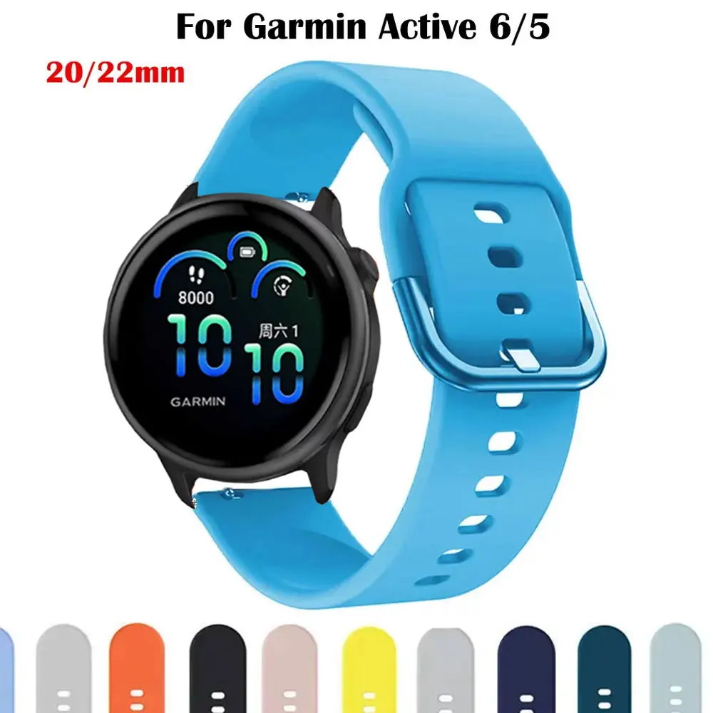 Offizielles Uhrenarmband 20mm 22mm für Garmin Vivoactive 6 5 3 Armband Venu 3/Forerunner 265 255 245 165 Music Sport Silikon-Armband