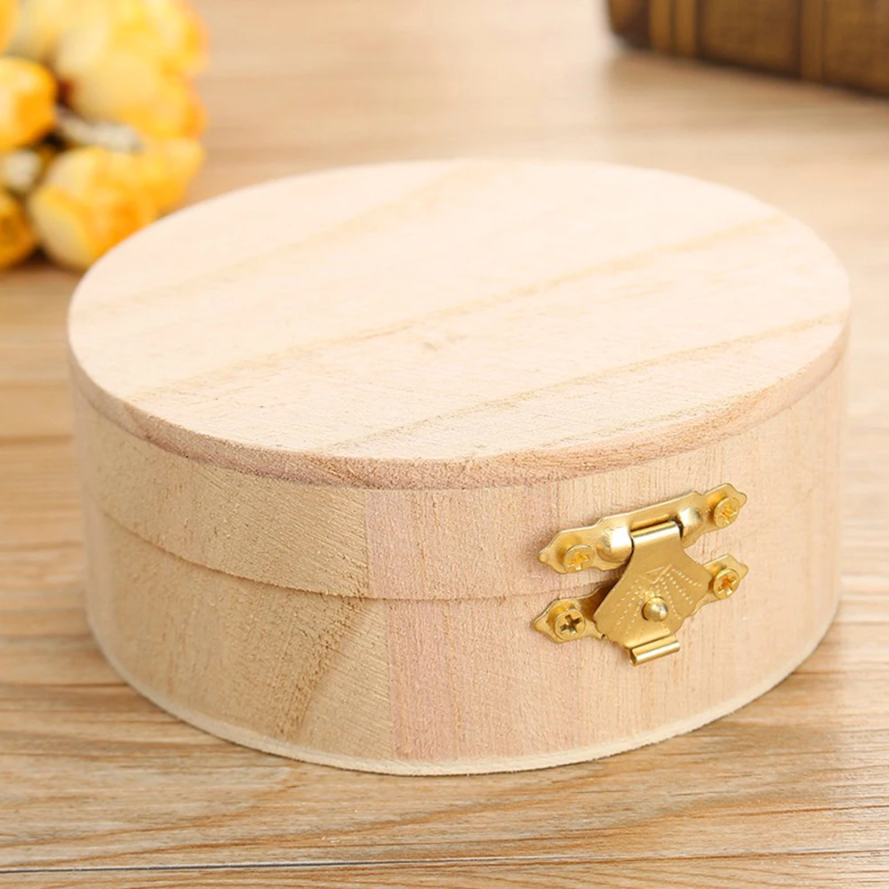 Gift Boxes Jewelry With Lid Home Decoration Packing Storage Boxes Watch Ring Necklace Bracelet Round Wooden Box Retro Wedding