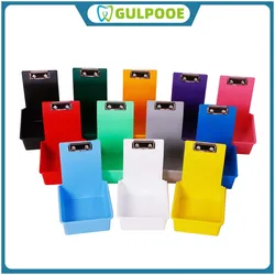 GULPOOE Dental Lab Colourful Storage Box PP Plastic Work Tray With Clip Holder Dentistry Turnover Box Container Sorting Case