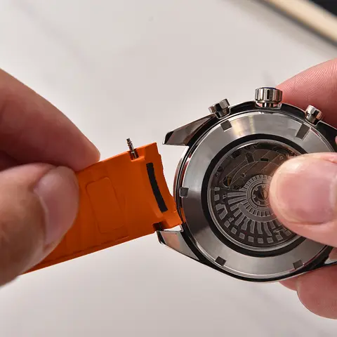 FKM gummiklockarmband med snabbkoppling 20 mm böjd ände för Omega Seamaster 300 dykarklocka ersättningsarmband uppgradering med vikbar klocka 10 best sales 20 mm klockarmband med böjd ände - №4