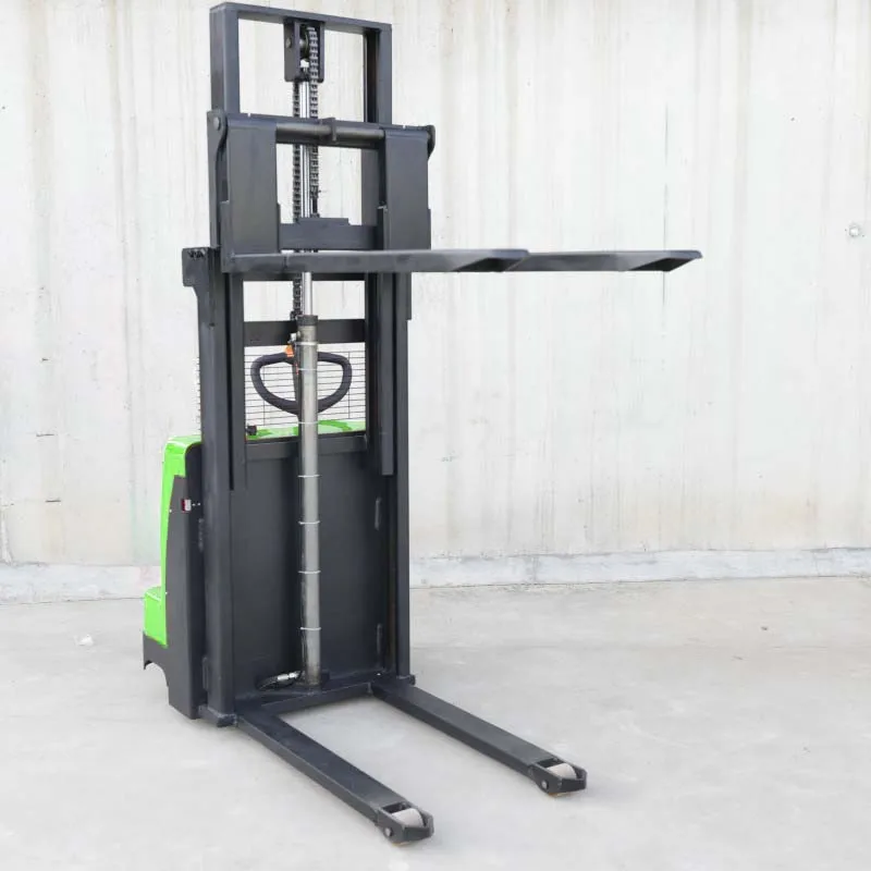 Narrow Space Logistics Tool Full Electric Stacker 1000kg 3.5m Mast Adjustable Fork Pallet Stacker Indoor Material Loading
