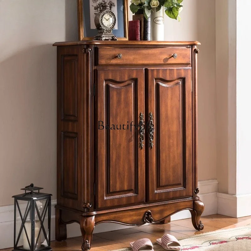 

ls 35American-style Solid Wood Double-door Shoe Cabinet Home Living Room Entrance Storage Cabinet