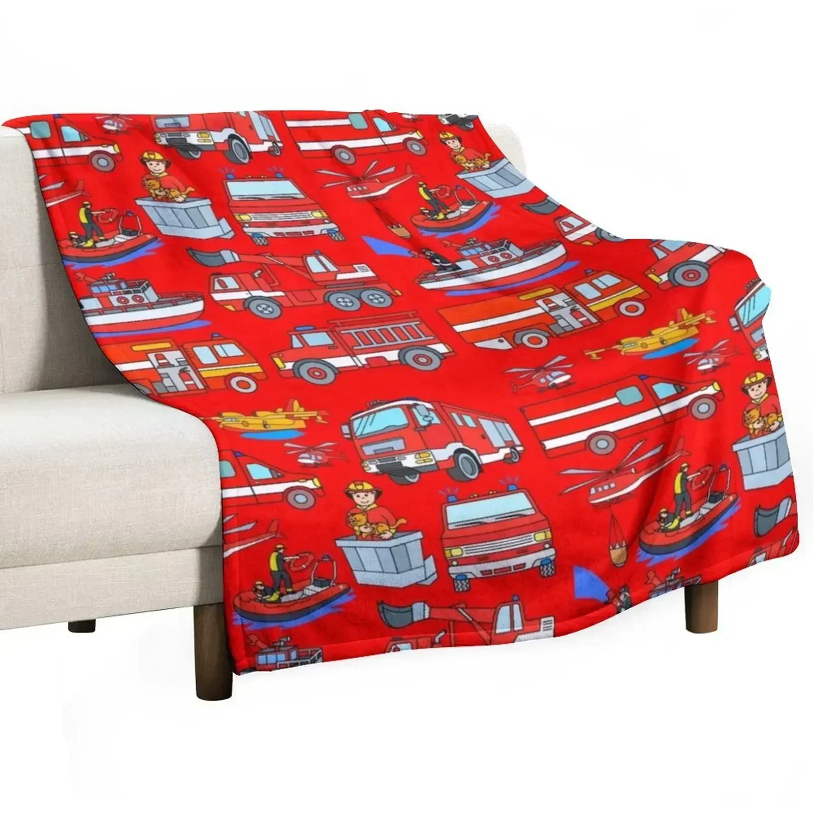 Fire Trucks for Kids Throw Blanket Luxury Brand Stuffeds Winter beds For Decorative Sofa Flannel Nap Blankets