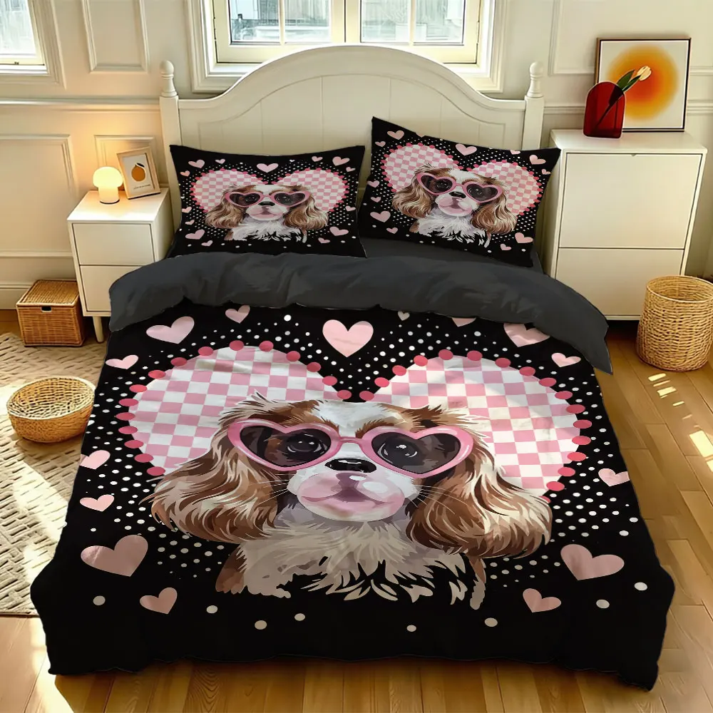 3PCS Cute Dog Printed Coreless Summer Quilt Set, Multi Size Bedding Decoration for Bedrooms and Dormitories, Machine Washable