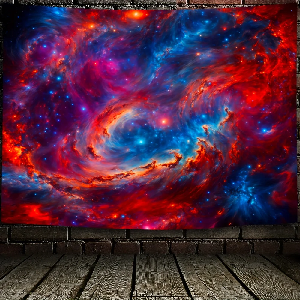 Luxurious Galaxy Nebula Tapestry Wall Hanging Blue Red Cosmic Space Decor Art Backdrop for Living Room Bedroom Home Ornament
