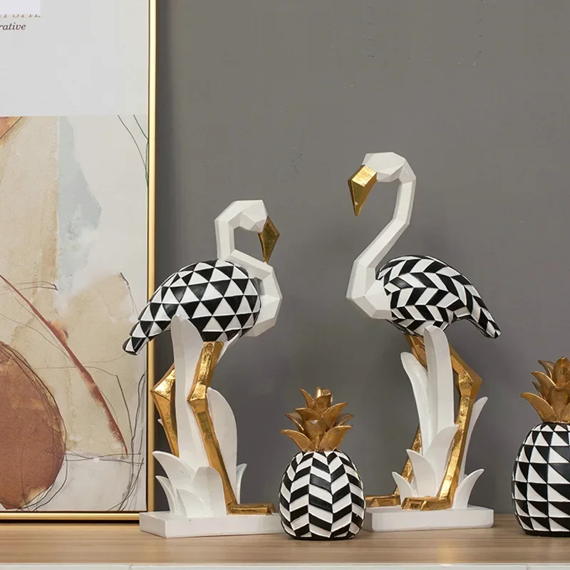 Modern 3D flamingo geometric animal figurine home office decoration