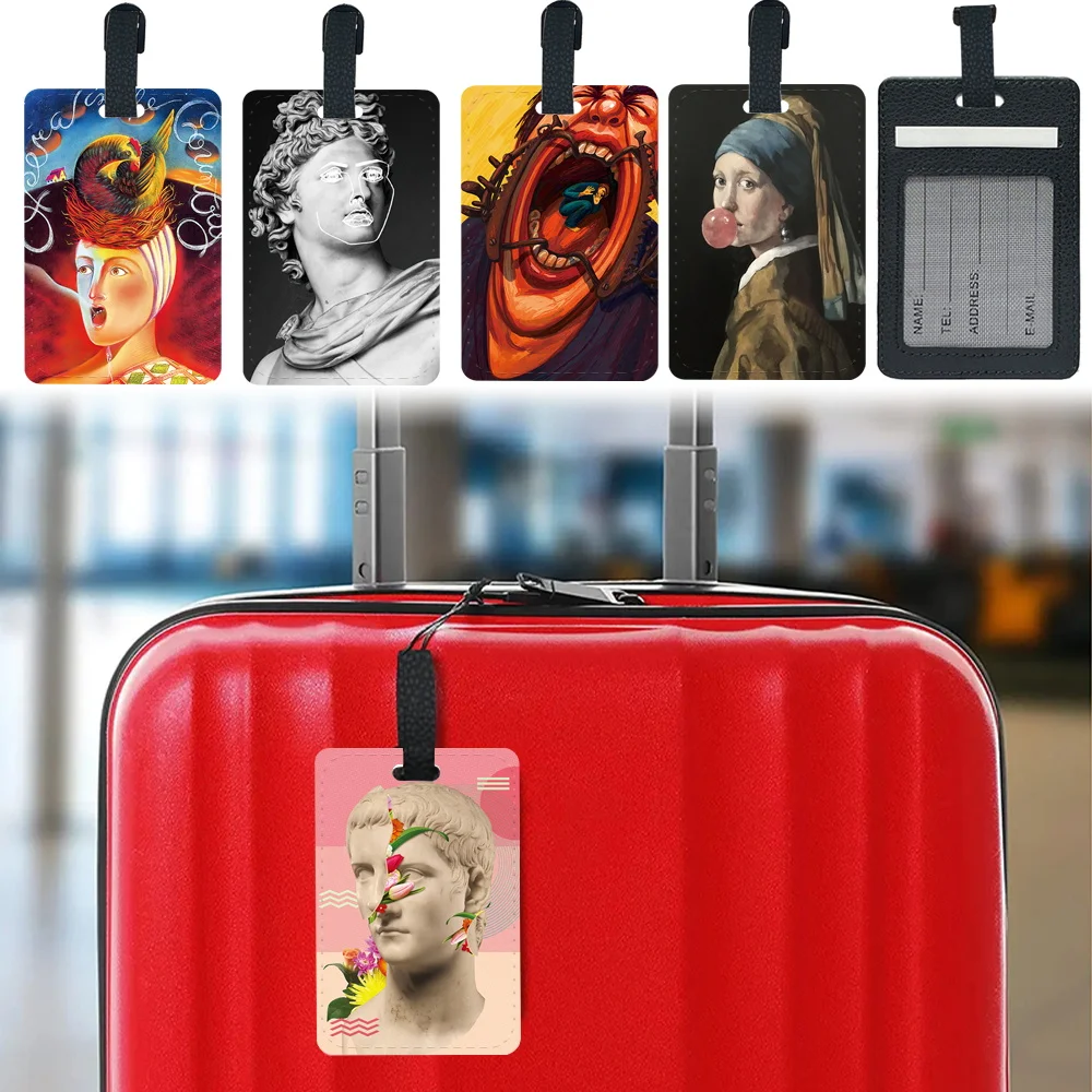 

Portable Pu Luggage Tag Pass Personalized Luggage Boarding Pass Fashion Travel Accessories Holder ID Name Address Funny Pattern