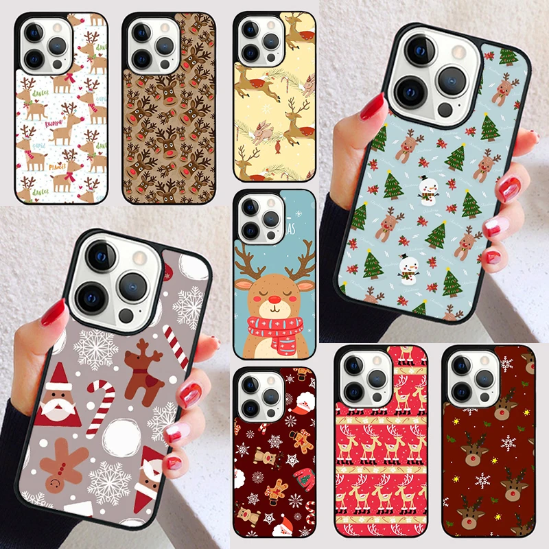 Merry Christmas Decorations Reindeer cover For iPhone 15 16 13 12 11 14 Pro Max Mini Max SE 2020 7 8 6S Plus Phone Case