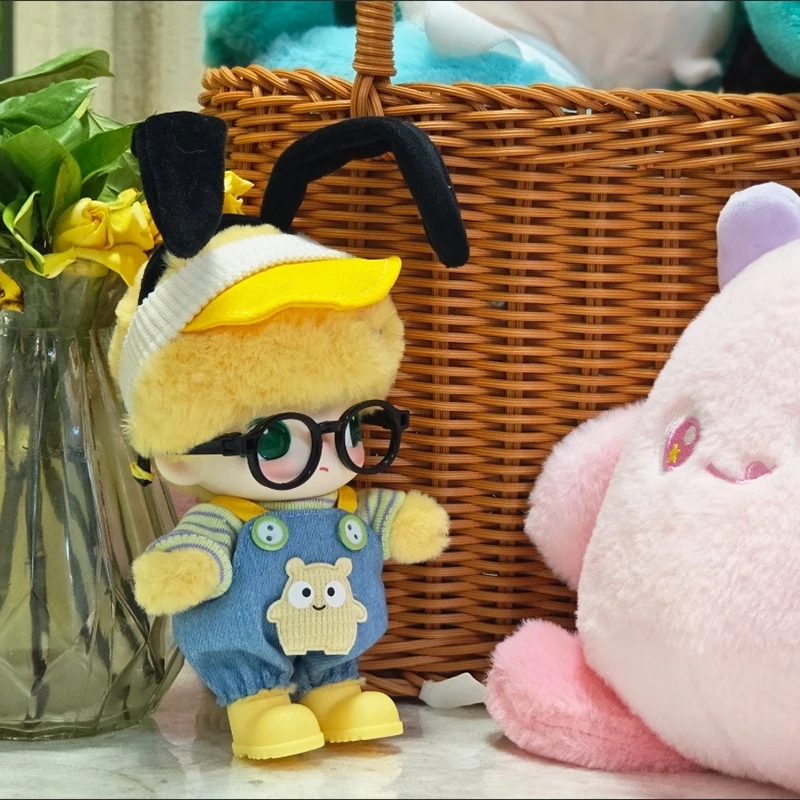 For 17cm Labubu Dolls Accessories DIY Doll Clothes Heartbeat Long Eared Furry Rabbit Costume Cartoon Dress Up Labubu Outfit