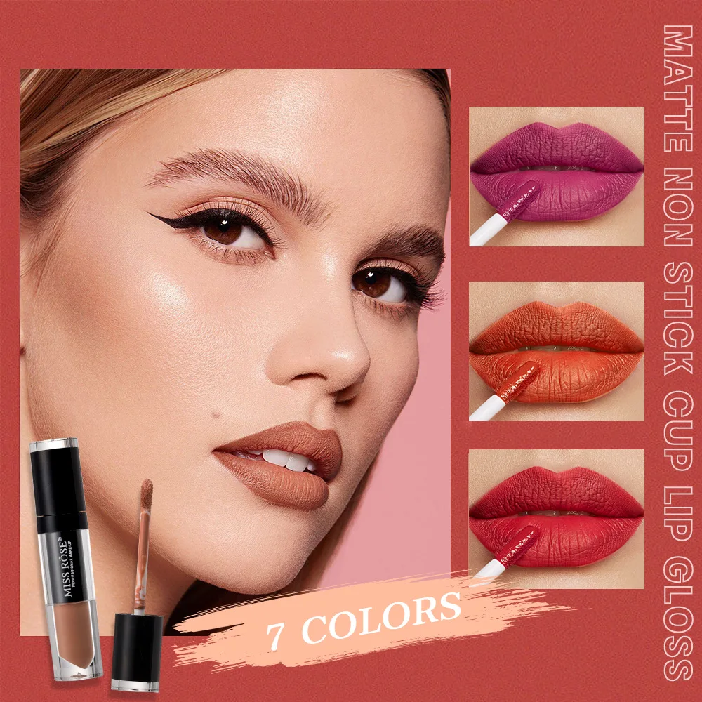 MISS ROSE Matte Liquid Lipstick Long Lasting Waterproof Non Transfer Lip Gloss Multi Color