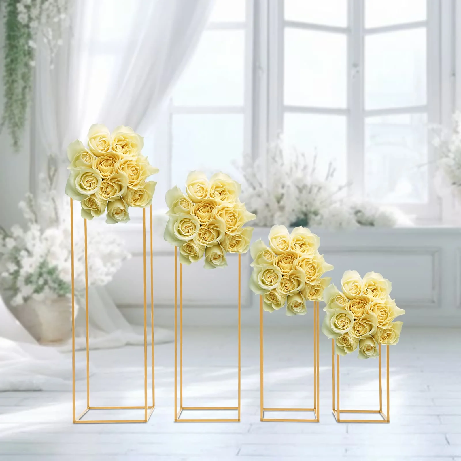 4 قطع حامل زهور معدني لقطع مركزية لطاولة الزفاف لترتيب الزهور حامل مزهرية زهور هندسية للحفلات والمناسبات
