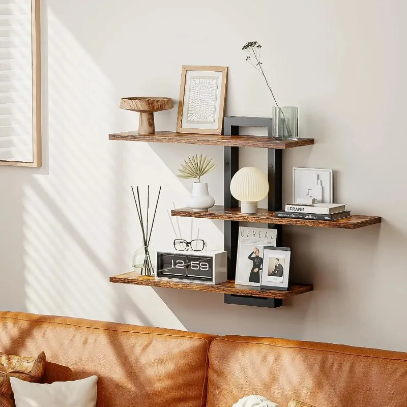 Floating Shelves for Wall, Wood Wall Shelves for Bathroom, 3 Tier Shelves for Wall Decor, Decorative Hanging Storage Shelf