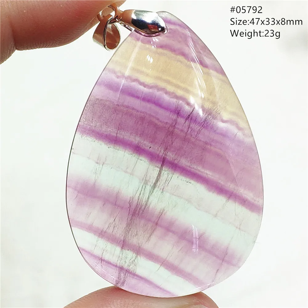 Natural Colorful Fluorite Quartz Pendant Necklace Water Drop Crystal Blue Purple Fluorite Rainbow Jewelry Rare Woman Men AAAAA