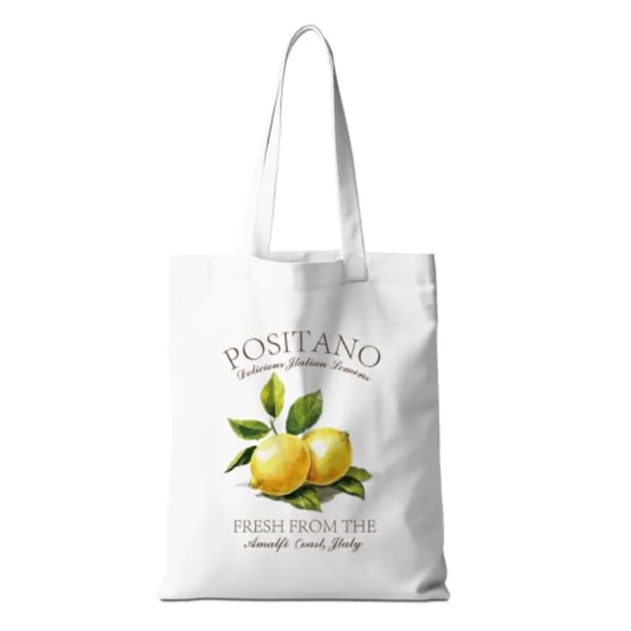 

Lemon Tote Bag - Italy Travel Weekender Bag - Raccoon Gifts - Lemon Lovers Gifts for Shopping and Vacation