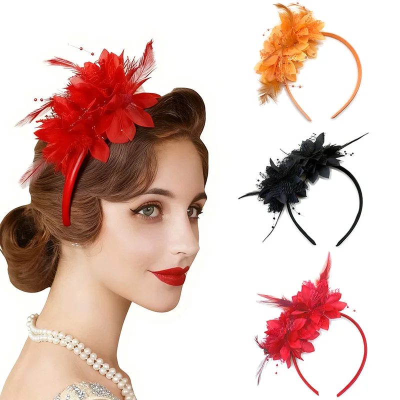 

Feather Flower Headband for Women & Girls Party Hair Accessory Party Headwear Decorations Wedding Festival Show