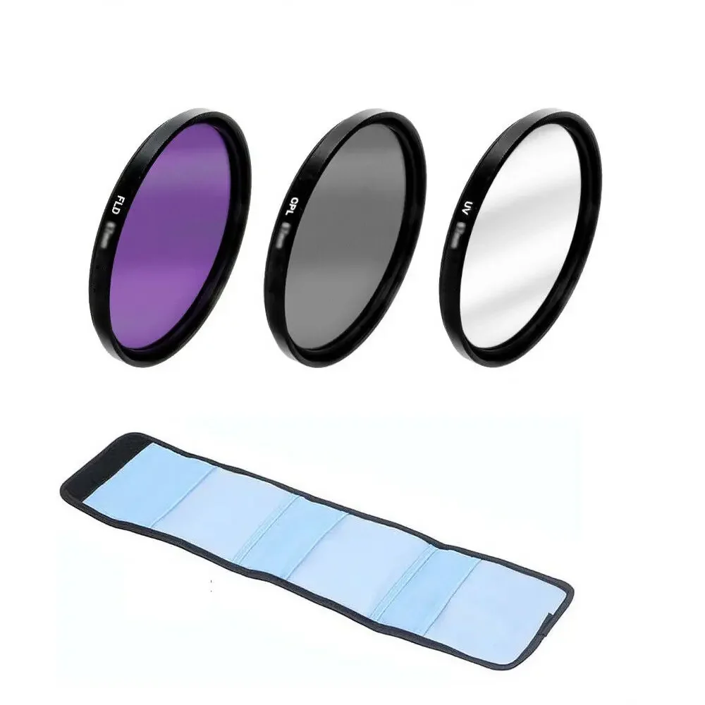 3 في 1 37 43 46 49 52 55 58 62 67 72 77 82 مللي متر مجموعة مرشحات العدسة مع حقيبة UV + CPL + FLD لنيكون لعدسة كاميرا سوني