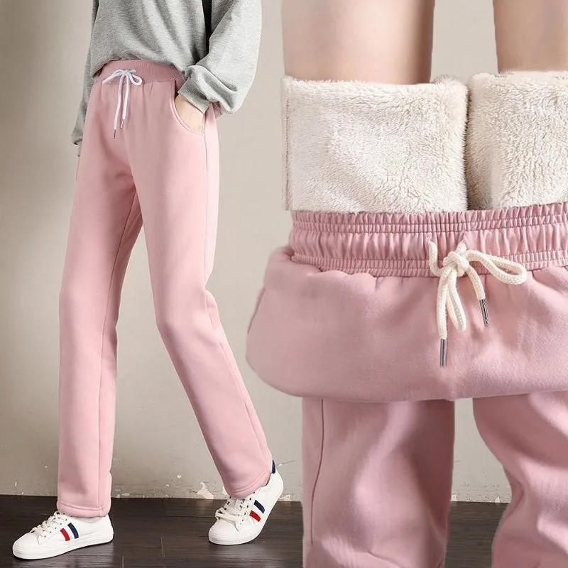 Berber Fleece Pants for Women, Thickened Warm Outer Wear, High Waist, Cotton-padded Trousers, Plus Velvet Sweat Pants