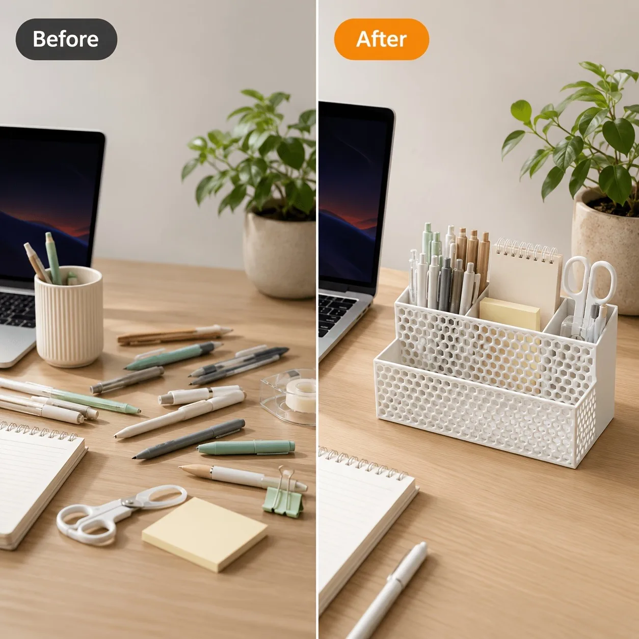 Mini hollowed-out large-capacity office stationery desktop storage box, 3D printed, back-to-school season, Christmas gift