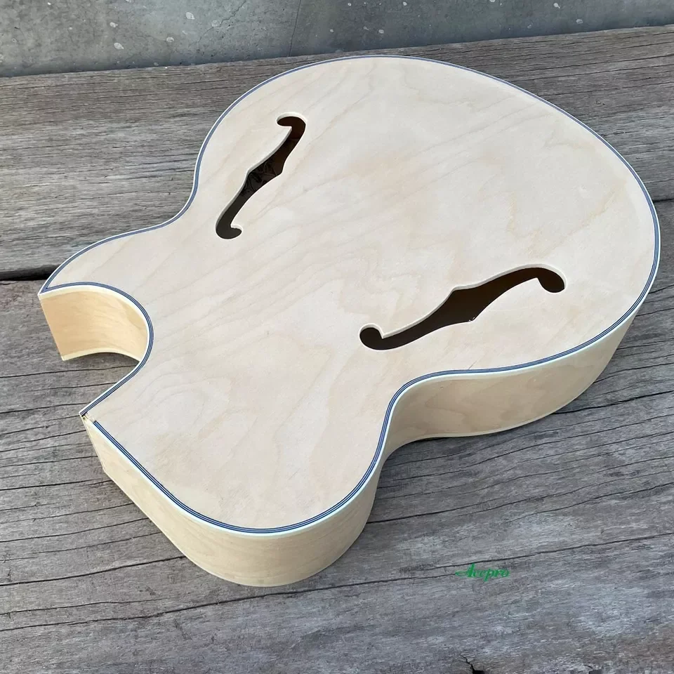 

DIY Electric Guitar Body Unfinished Thick Full Hollow Body Single Cut F Holes, Maple Wood Body