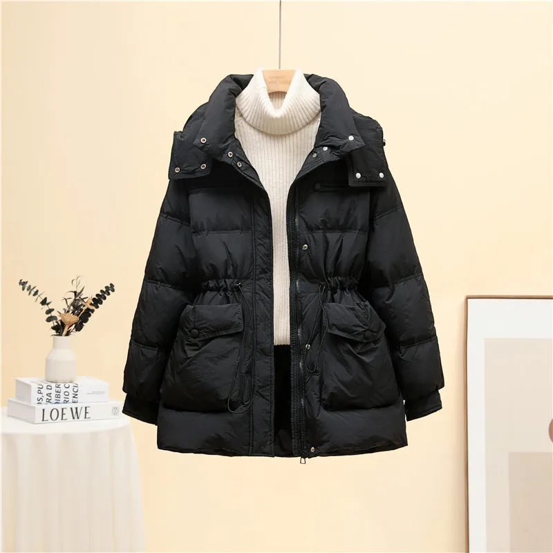 Down Jacket for Women, Thick and Hooded, Stylish with A Waist-Cinching Design, Slimming Effect, and Good Warmth Retention.