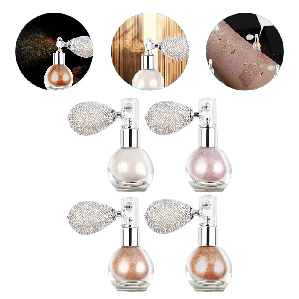 

4Pcs Body Glitter Spray Highlighter Powder Spray Shimmer for Wedding Party Prom Makeup Glitter Body Highlighter