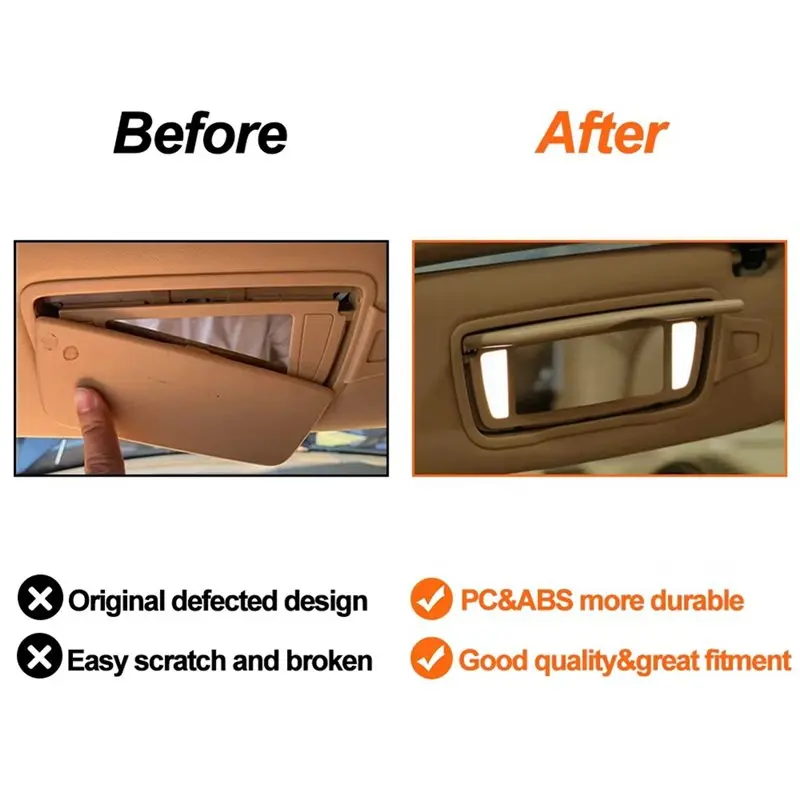 A02Q-Car Sun Visor Makeup Vanity Cover With Built-In Light For Boxster Cayman 981 982 Carrera 911 Traga Turbo GT3 991 99