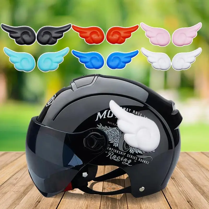 2pcs Removable Helmet Decoration Lovely Angel Wings Stickers Easy To Install Motorcycle Motorbike Cycling Supplies
