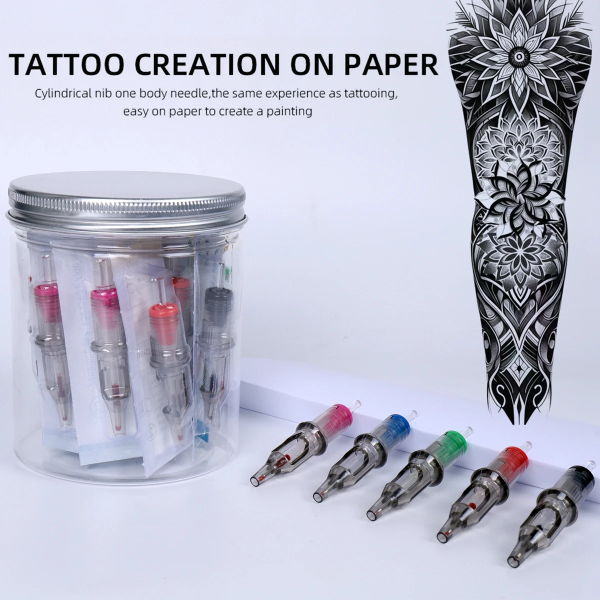 

15Pcs mixed Cartridge Needle Black Color Tattoo Practice Needle Universal Ballpoint Needle For Tattoo Beingger Practice Supplies