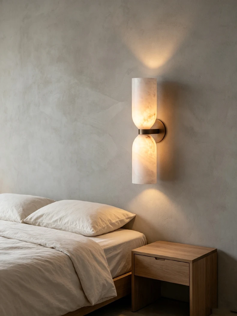 Real Marble Wall Light Gold Black Copper E14 Bulb For Indoor